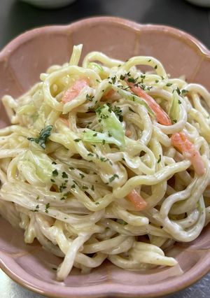 A picture of Easy Ramen Salad with Mayo and Sesame Dressing.