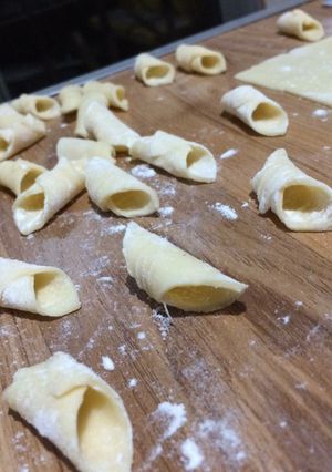 Una foto de Garganellis caseros!