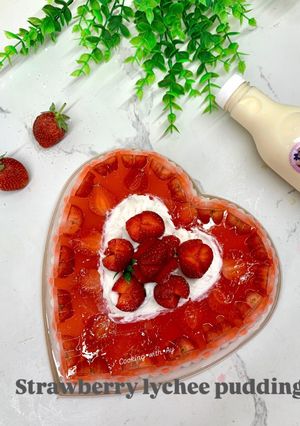 Foto resep Pudding strawberry lychee