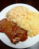 TBone a la parrilla, Papasa de Maíz & Arroz de Zanahorias y Apio