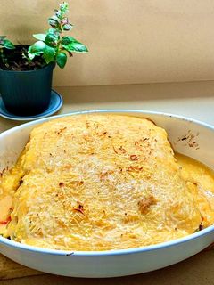 Una foto de Lasaña de verduras con bechamel de calabaza