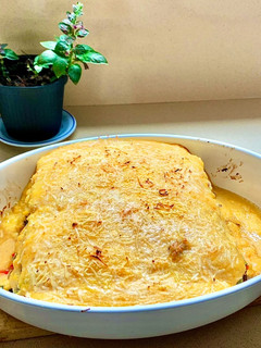 Una foto de Lasaña de verduras con bechamel de calabaza