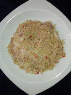 A picture of Dambun shinkafa with cabbage.