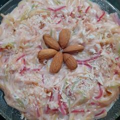 A picture of Colourful Milk vermicelli dessert.
