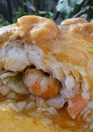 Una foto de Merluza rellena de gambas