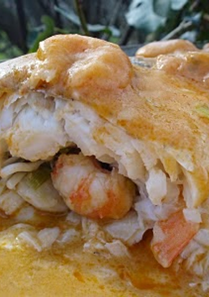 Una foto de Merluza rellena de gambas