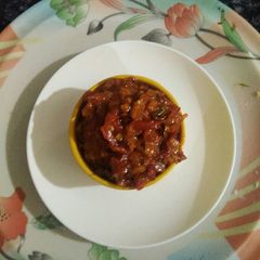 A picture of Tomatoes and garlic ki khatti Methi chutney lajawab.
