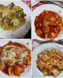 Ravioles caseros con espinaca y champiñones