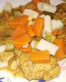 Mero con vegetales en jugo de limón y pimienta