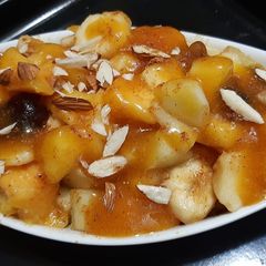 A picture of Fruit chaat with khobani sauce😋.