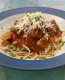 Spaghetti Ayam Saus Bolognese (saus bikin sendiri)