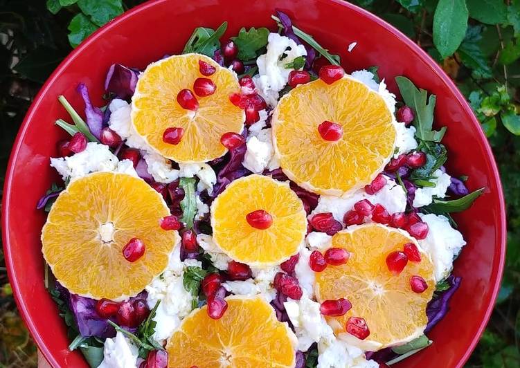 Orange pomegranate salad with mozzarella cheese