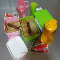 A picture of Pancakes and Chakalaka.