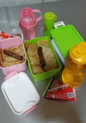 A picture of Pancakes and Chakalaka.