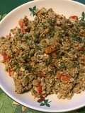 Chapon haché aux poivrons rouges et pesto