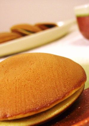 A picture of Dorayaki from a Japanese Confectionery Shop.