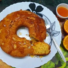 A picture of Orange Cake with Marmalade Glaze.