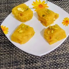 A picture of Protein rich Yellow split Moong daal(gram lentils) Burfi.