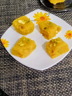 A picture of Protein rich Yellow split Moong daal(gram lentils) Burfi.