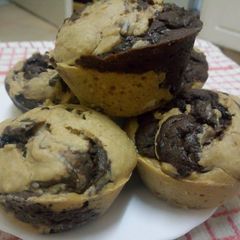 A picture of Marbled Chocolate Banana Muffins.