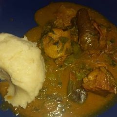 A picture of Oha soup and garri.