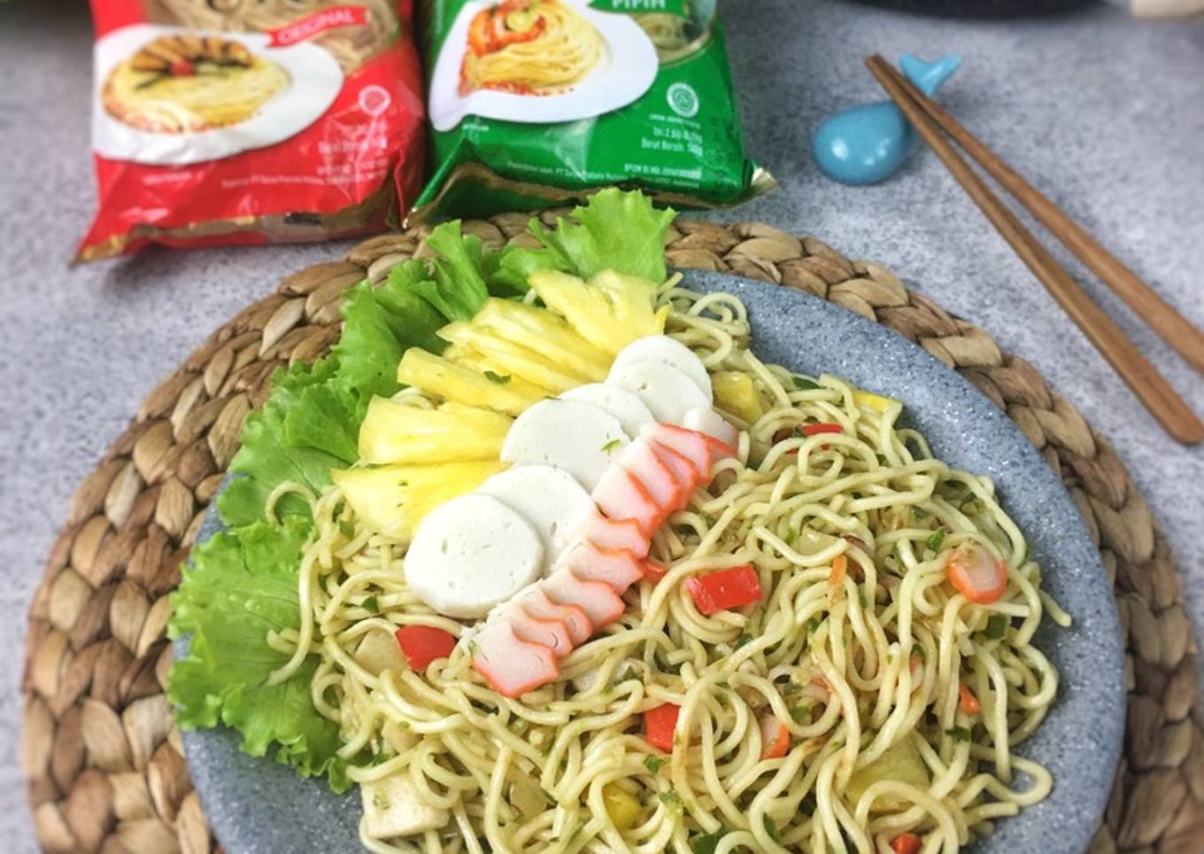 Mie Sambal Hijau Nanas