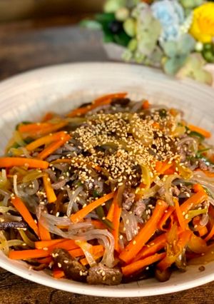 A picture of Korean Noodle ‘Japchae’ 잡채.
