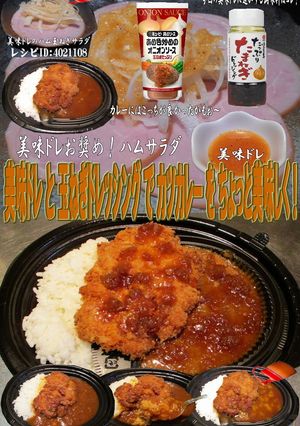 A picture of Katsu Curry with Onion Dressing and UmaDore.