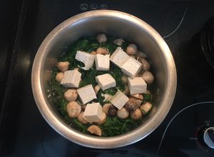 Hình của món Canh rau ngót nấm rơm đậu hũ chay.