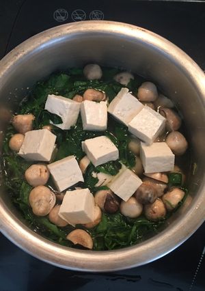 Hình của món Canh rau ngót nấm rơm đậu hũ chay.