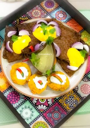 A picture of Masala Egg Neer Dosa.