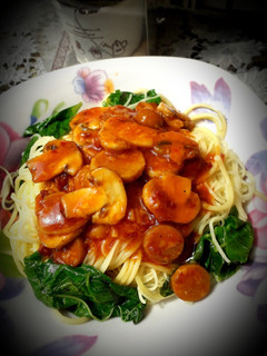 Foto resep Spageti+MiSoa Bayam Saus Jamur