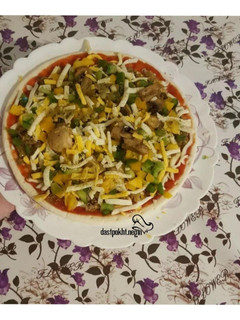 عکسی از دستور پیتزا قارچ و گوشت