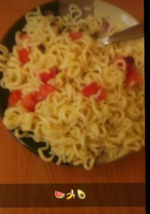 A picture of Spaghetti with beef stew.