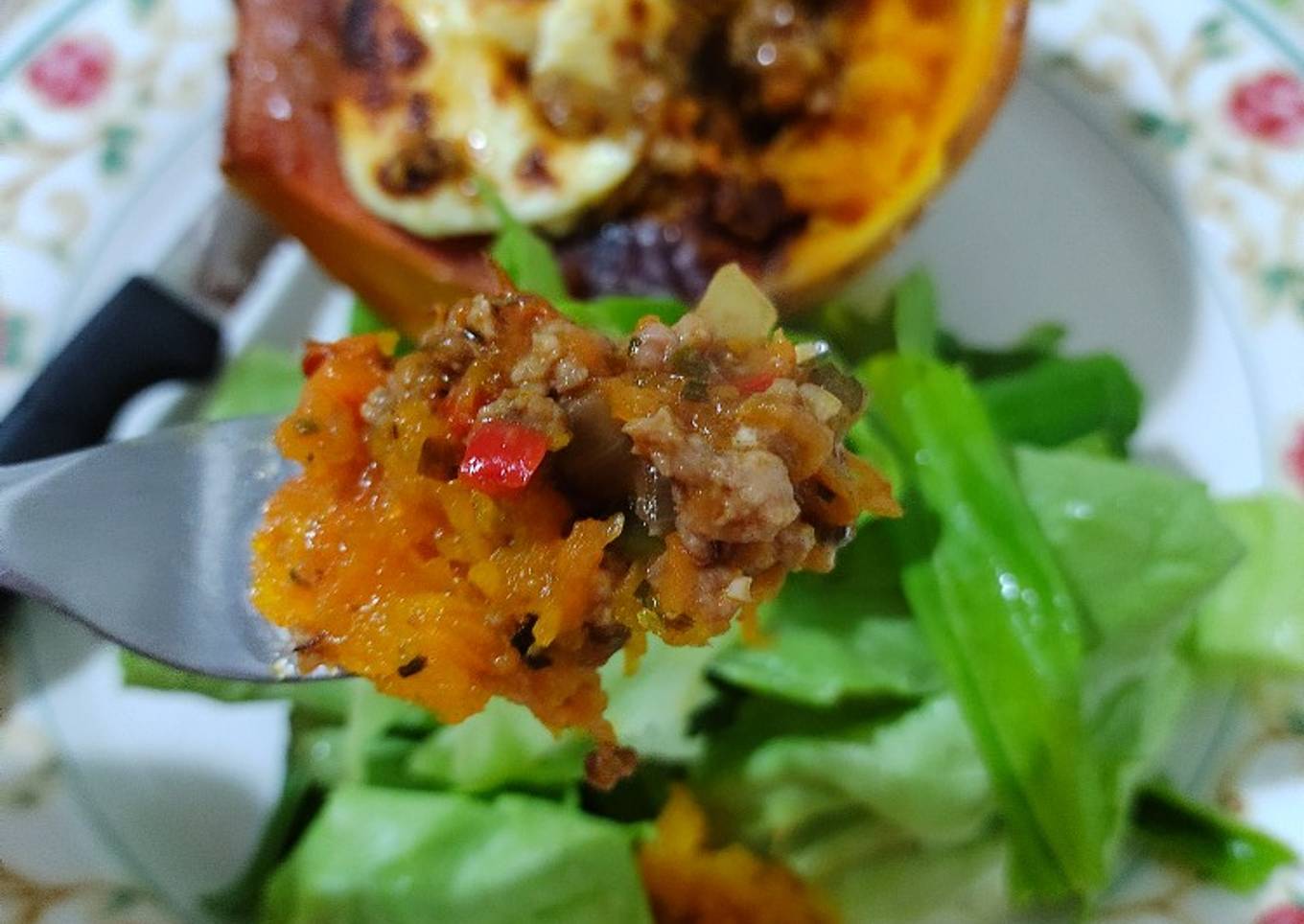 Zapallo/ calabaza al horno relleno con carne picada 👏🏻