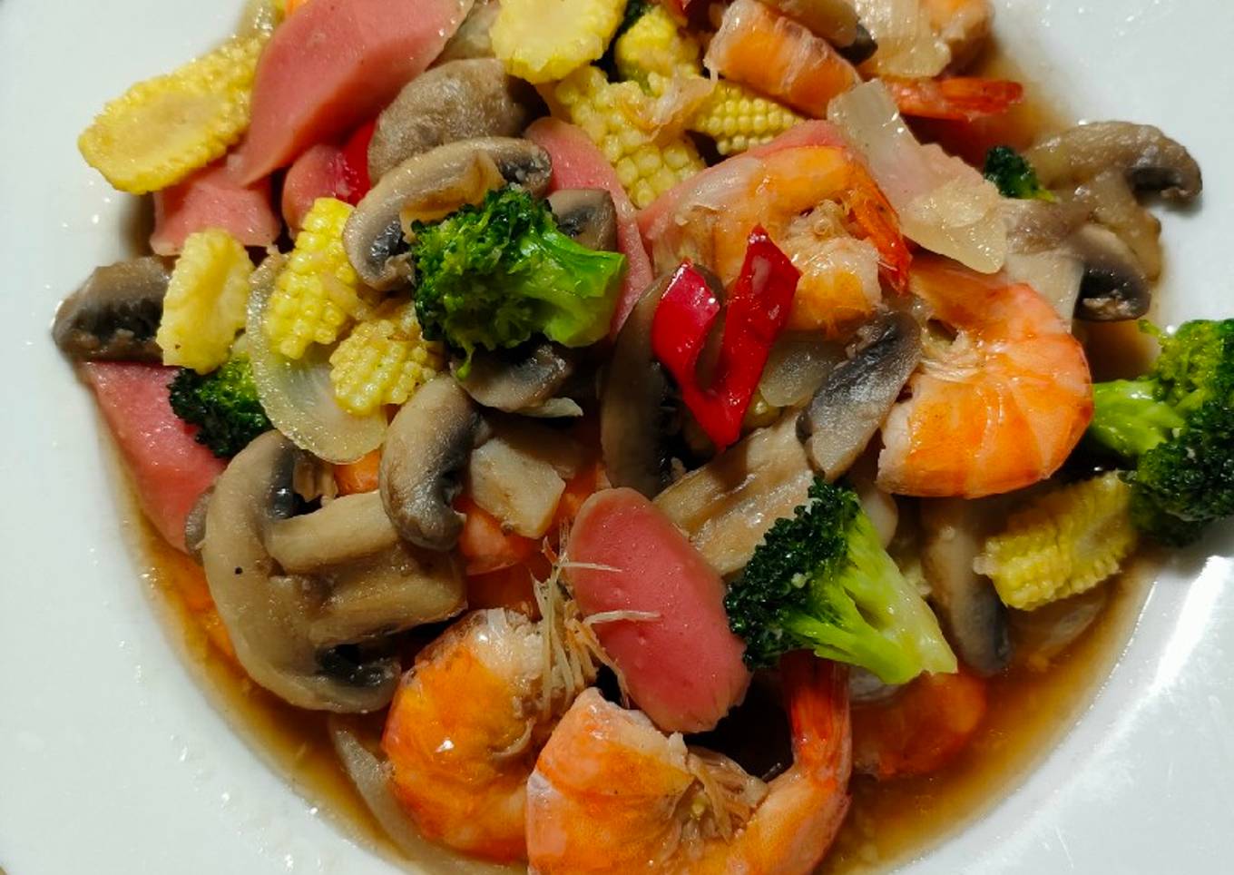 Tumis Brokoli Udang Jamur