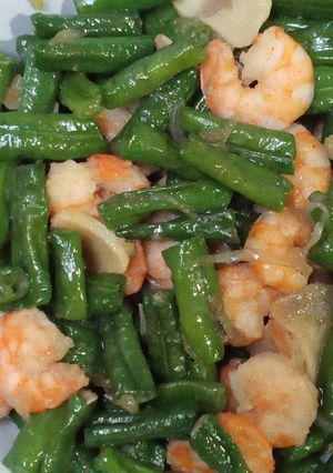 Foto resep Tumis kacang panjang + udang
