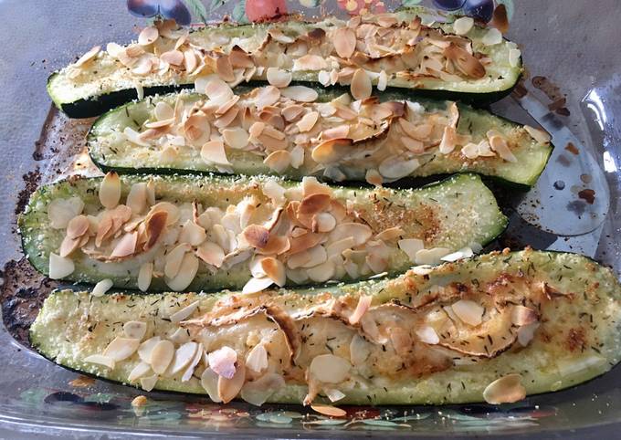 Courgettes farcies au chèvre et amandes