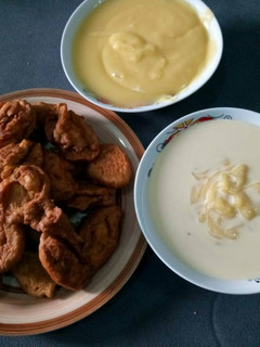 A picture of Akara and Akamu served with full cream milk.