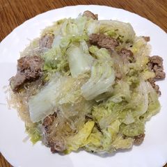 A picture of Sauteed Chinese Lettuce with Glass Noodle.