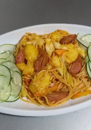 A picture of Irish Potatoes and Spaghetti Stir fry.