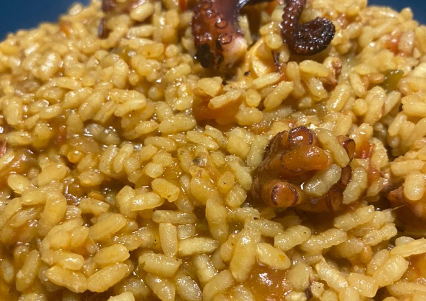 Arroz meloso de pulpo y colas de langostino