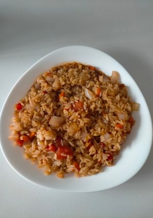 Una foto de Arroz Thai con langostinos