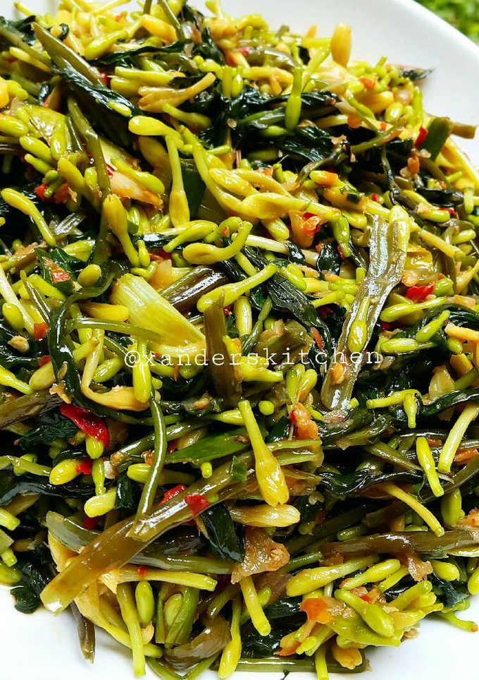 Foto resep Kangkung bunga pepaya tumis...sedaap