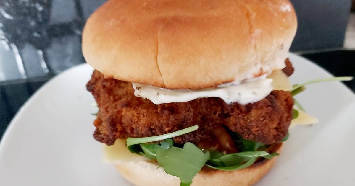 My Airfry Breaded Chicken Fillet Burger 🥰 Recipe by Maureen 😀 Cookpad