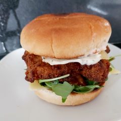 A picture of My Airfry Breaded Chicken Fillet Burger 🥰.