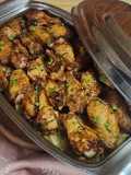 🍗🥔🧅 Alitas de pollo al horno sobre colchón de papas y cebollas 🧅🥔🍗