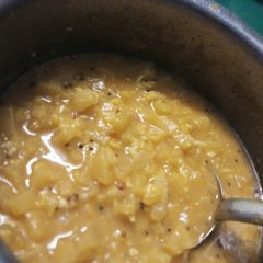 A picture of Vazhaithandu(Stem Banana) Gravy.