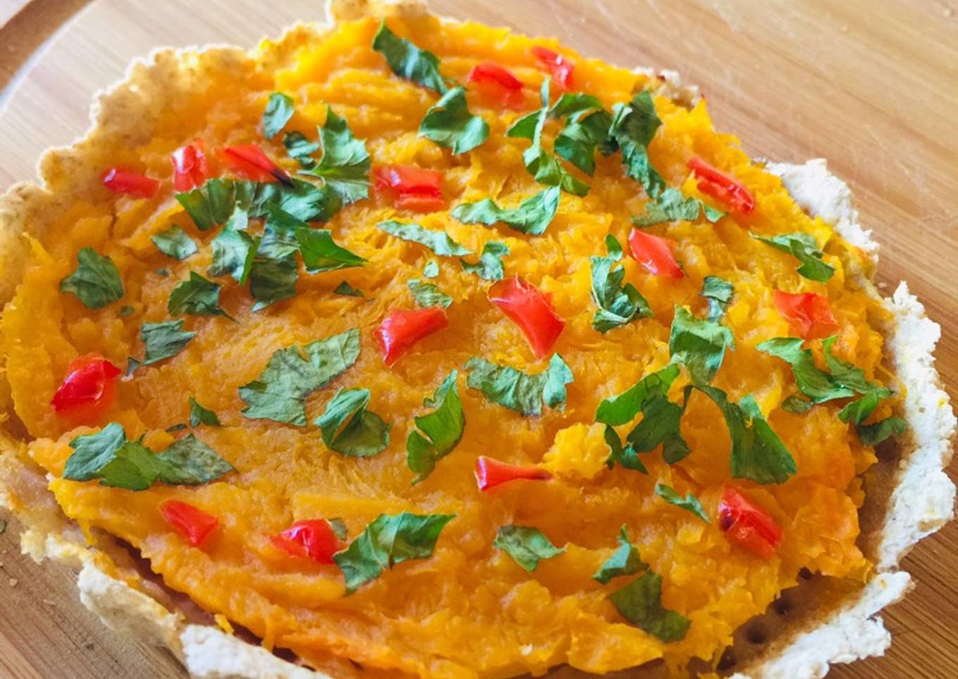 Tarta individual de calabaza con masa de avena 🧡💚❤️