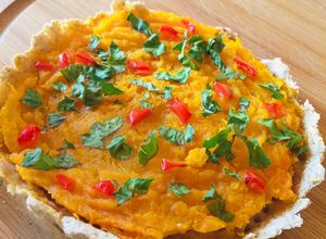 Una foto de Tarta individual de calabaza con masa de avena 🧡💚❤️